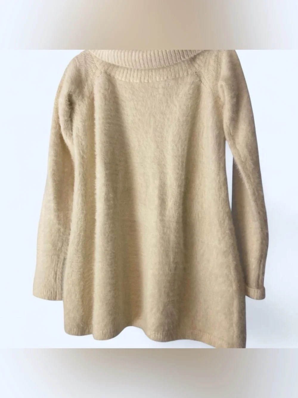 LOFT cream faux fur sweater Size XS #knitwear
